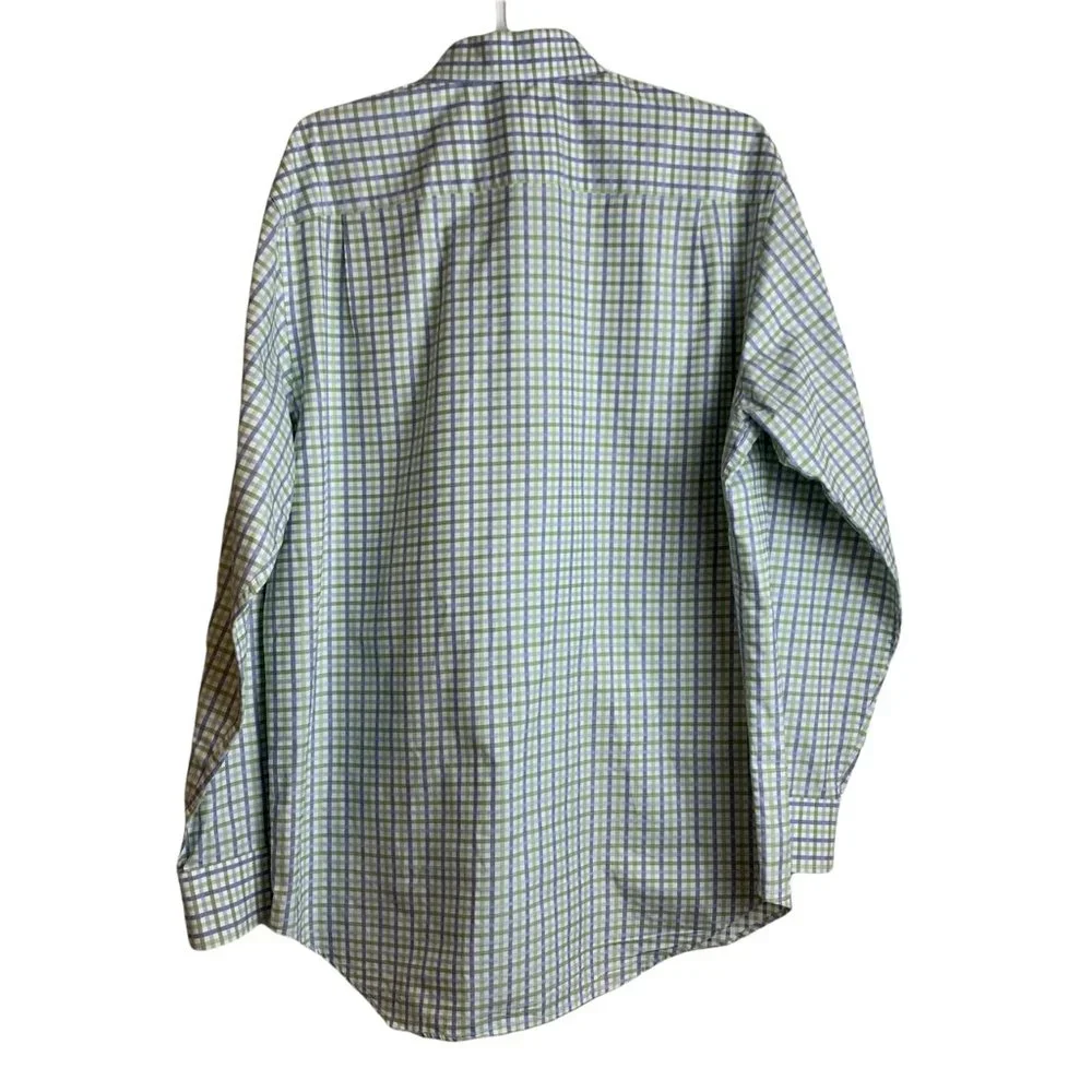 Banana Republic Plaid Blue Green Dress Shirt Button Up Men's Large 16-16.5‎